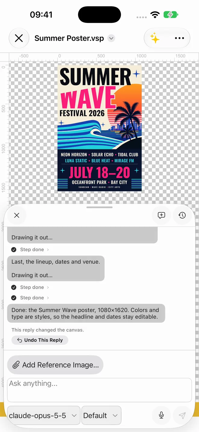 iPhone: the Summer Wave poster just finished in the AI panel
