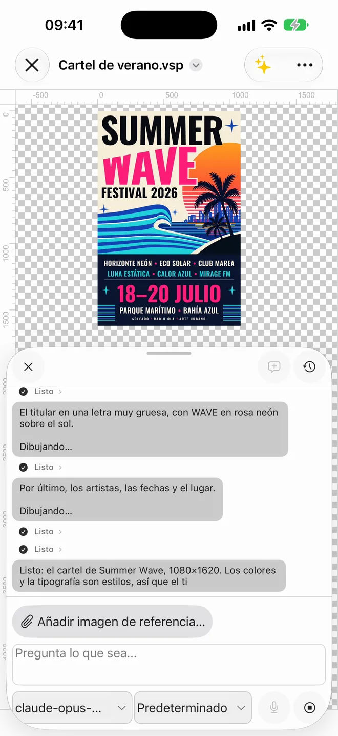 iPhone: el póster Summer Wave recién terminado en el panel de IA